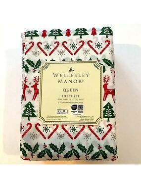 Wellesley Manor Christmas Sheet Set 4-pc. Queen New